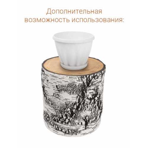 Фото Кашпо-пень "БЕРЕЗА" низкое со вставкой, объем 7.55 л (высота 27 см)
