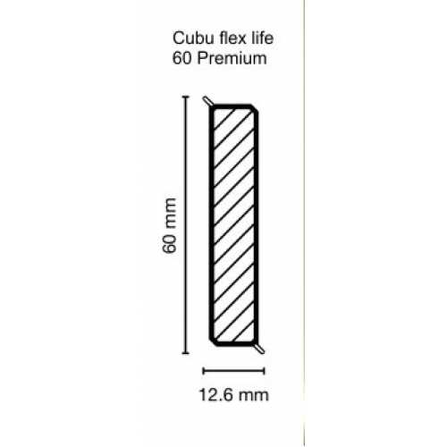 Фото Плинтус напольный, гибкий Dollken (Долкен) Cubu Flex Life 60 Premium 1190 Нержавеющая Сталь (1уп=10 шт)