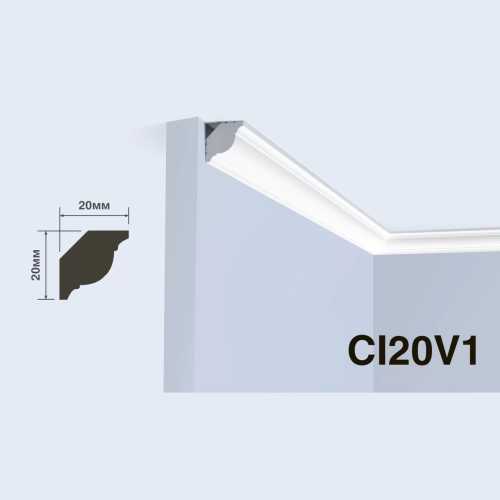 Фото Карниз под покраску HIWOOD CI20V1 из фитополимера (20х20х2000 мм)