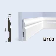 Плинтус напольный Hiwood B100 под покраску, белый (98*13*2000)