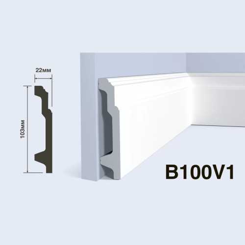 Фото Плинтус напольный Hiwood B100V1 под покраску, белый (103*22*2000)