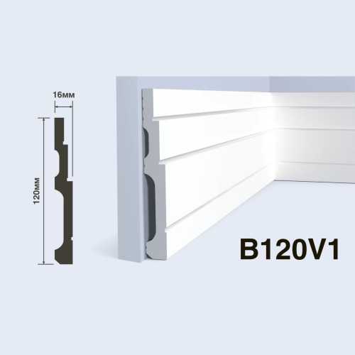 Фото Плинтус напольный Hiwood B120V1 под покраску, белый (120*16*2000)