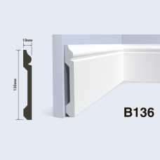 Плинтус напольный Hiwood B136 под покраску, белый (136*18*2000)