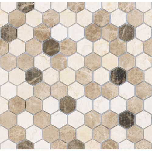 Фото Мозаика из натурального камня Caramelle Pietrine Hexagonal Pietra Mix 1 Mat hex 30х18 (295х305х6 мм)