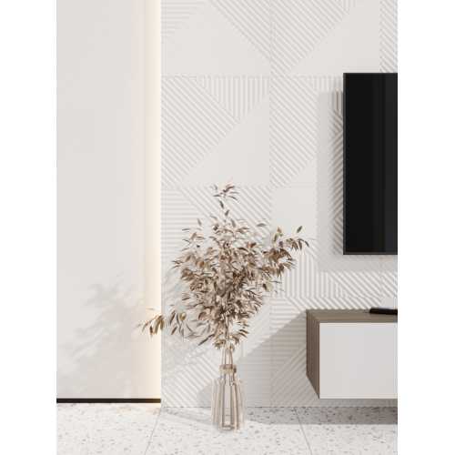 Фото Стеновая панель квадратная МДФ Ликорн - Пирамида, Белый, 500*500*8 мм (4 шт)