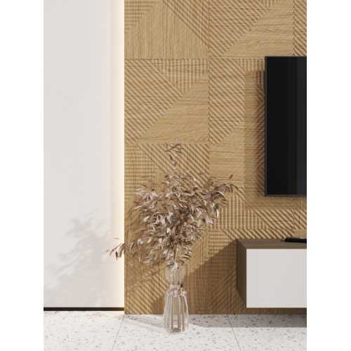 Фото Стеновая панель квадратная МДФ Ликорн - Пирамида Орех светлый, 500*500*8 мм (4 шт)