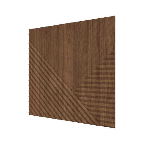 Фото Стеновая панель квадратная МДФ Ликорн - Пирамида Орех темный, 500*500*8 мм (4 шт)