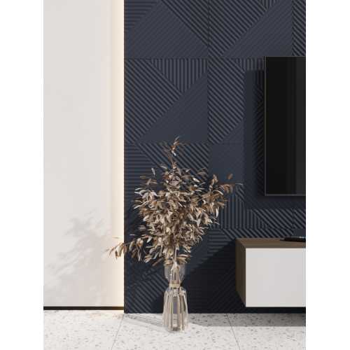 Фото Стеновая панель квадратная МДФ Ликорн - Пирамида, Темно-синий, 500*500*8 мм (4 шт)