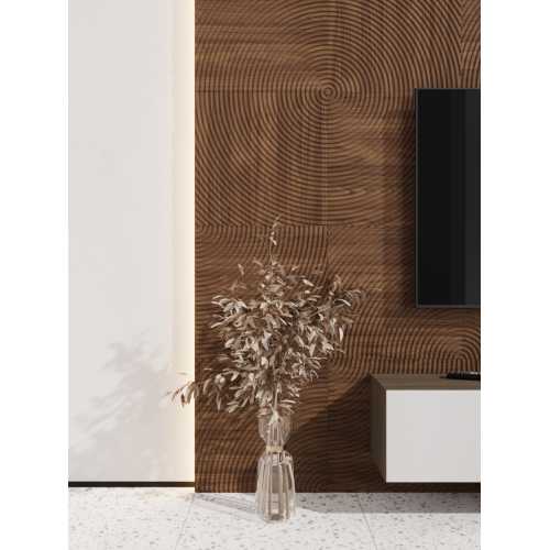 Фото Стеновая панель квадратная МДФ Ликорн - Круги Орех темный, 500*500*8 мм (4 шт)