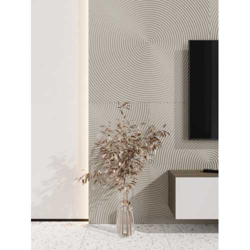 Фото Стеновая панель квадратная МДФ Ликорн - Круги, Слоновая кость, 500*500*8 мм (4 шт)