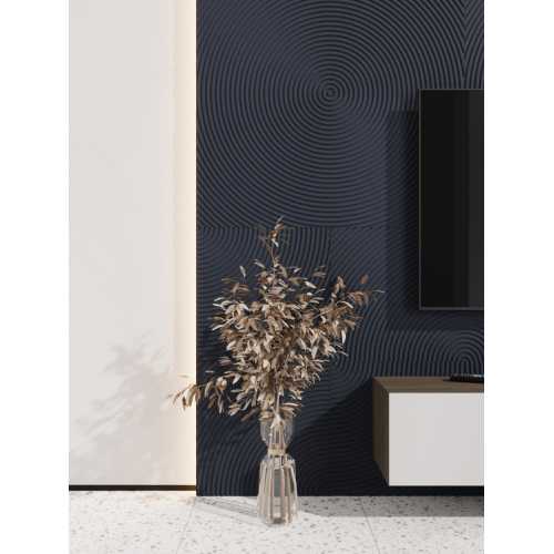 Фото Стеновая панель квадратная МДФ Ликорн - Круги, Черный, 500*500*8 мм (4 шт)