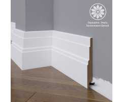 Белый плинтус напольный МДФ Madest Decor модель 08-136-16 крашеный (136х16х2400 мм)