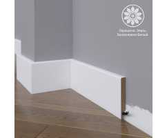Белый плинтус напольный МДФ Madest Decor модель 09-083-10 крашеный (83х10х2400 мм)