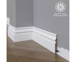 Белый плинтус напольный МДФ Madest Decor 11-083-16 крашеный (83х16х2400 мм)