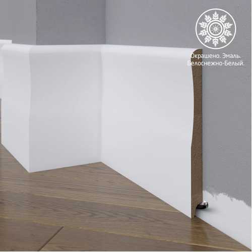 Фото Белый плинтус напольный МДФ Madest Decor 23-185-18 крашеный (185х18х2400 мм)