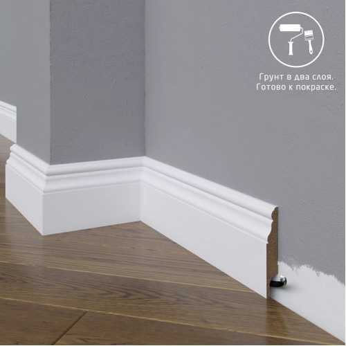 Фото Плинтус напольный под покраску 05-072-12 Madest Decor MDF (72х12х2400 мм)