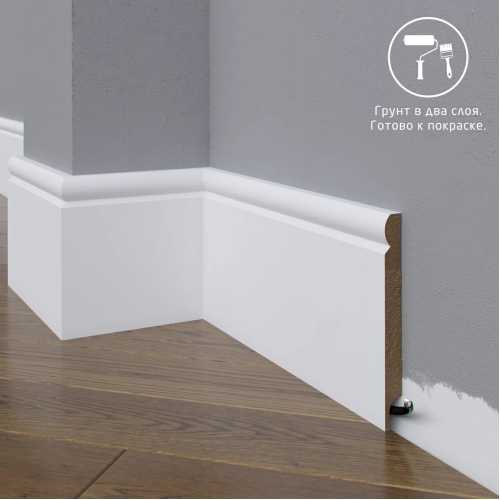 Фото Плинтус напольный под покраску 06-120-12 Madest Decor MDF (120х12х2400 мм)