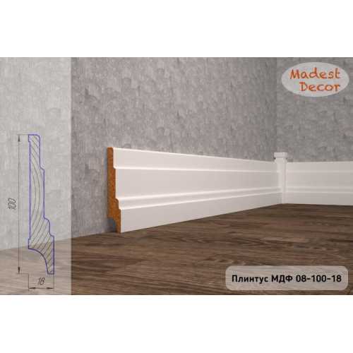 Фото Плинтус напольный под покраску 08-100-22 Madest Decor MDF (100х22х2400 мм)