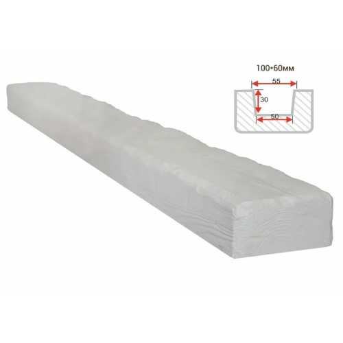 Фото Балка декоративная из полиуретана Arno Decor Рустик 100х60мм Белая, длина 2м