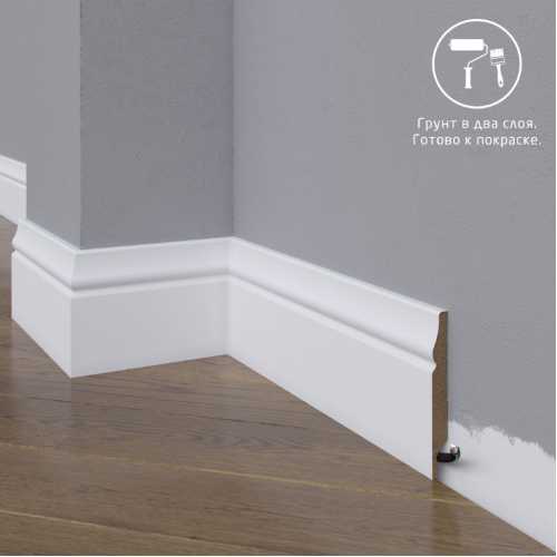 Фото Плинтус напольный под покраску 04-083-12 Madest Decor MDF (83х12х2400 мм)