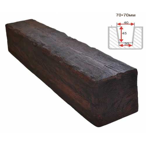 Фото Балка декоративная из полиуретана Arno Decor Рустик 70х70мм Магма, длина 1м