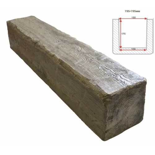 Фото Балка декоративная из полиуретана Arno Decor Рустик 195х195мм Лофт, длина 3м
