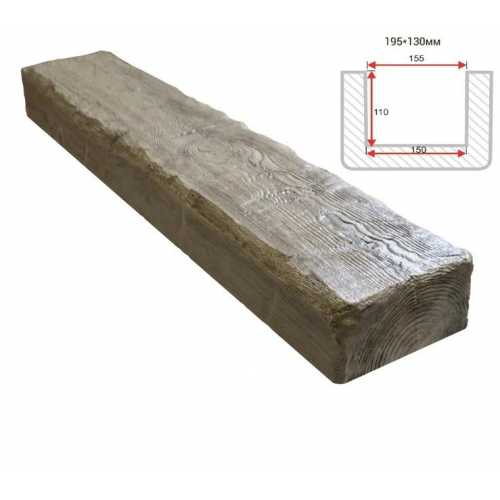 Фото Балка декоративная из полиуретана Arno Decor Рустик 195х130мм Лофт, длина 2м