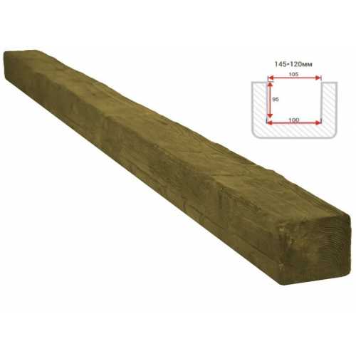 Фото Балка декоративная из полиуретана Arno Decor Рустик 145х120мм Дуб болотный, длина 1м