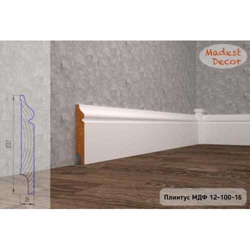 Фото Плинтус напольный под покраску 12-100-16 Madest Decor MDF (100х16х2400 мм)